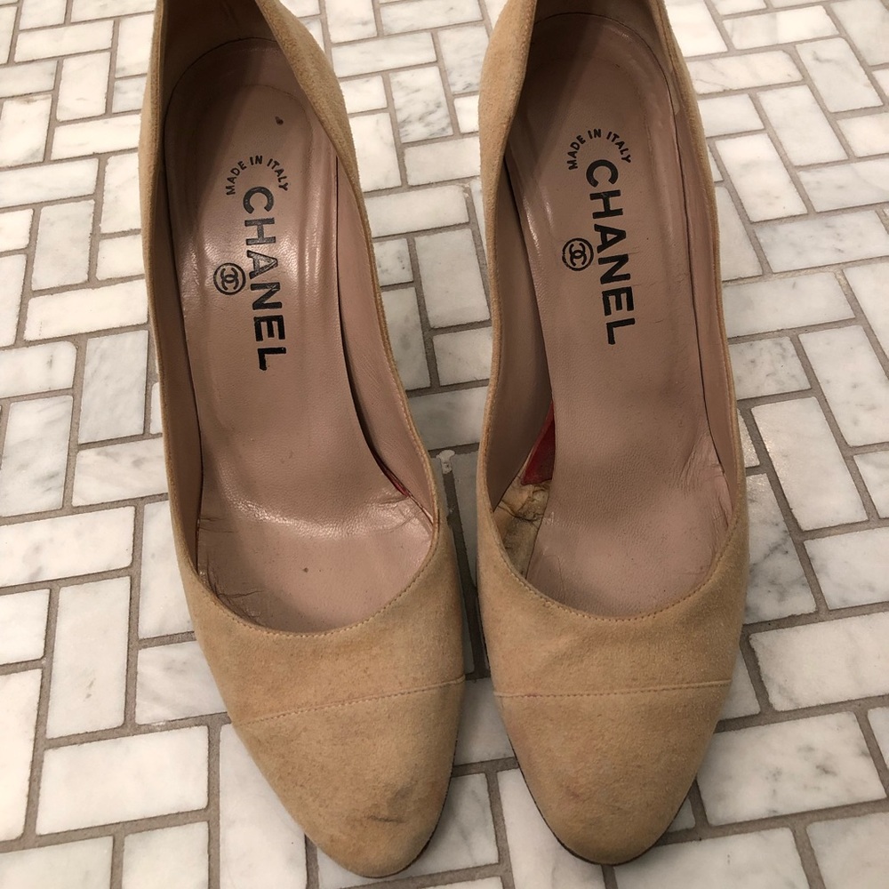 Tan Chanel heels